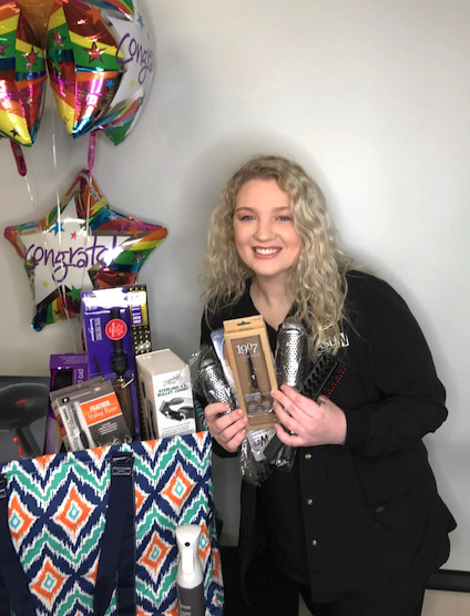 Malone pictured with some of her cosmetology tools.