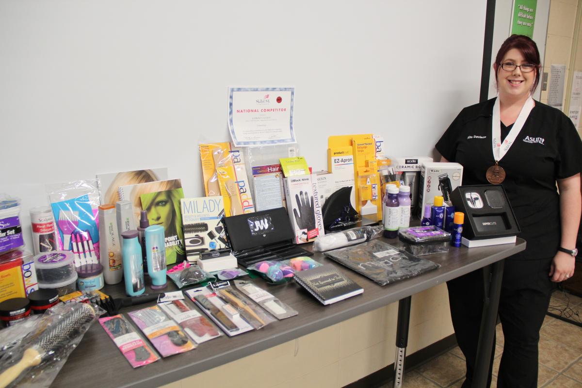 Davison won a number of salon products and tools.