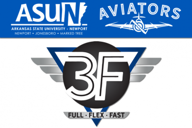 ASUN and AVIATORS logo with 3F logo underneath